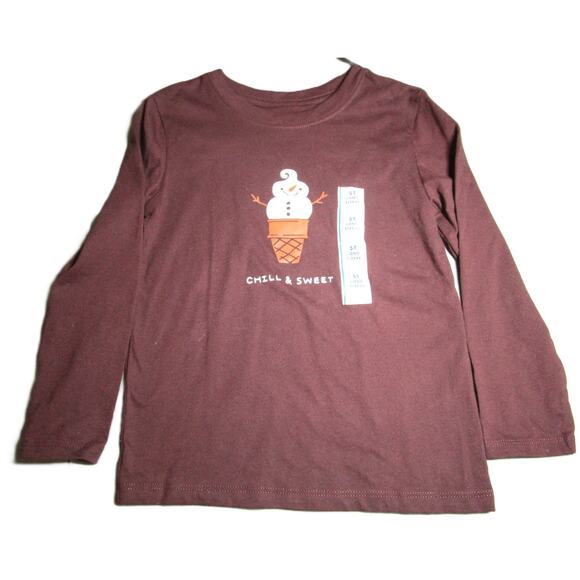 Cat & Jack Unisex Toddler Dark Brown T-Shirt Long Sleeve Chill and Sweet Size 5T - Picture 1 of 5